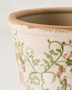 Mavelle Green and White Distressed Planter planter - Close-Up