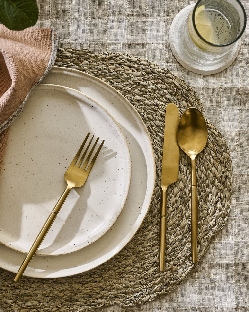 Mavelle French White Speckle Plate dinnerware set - Styled in Room