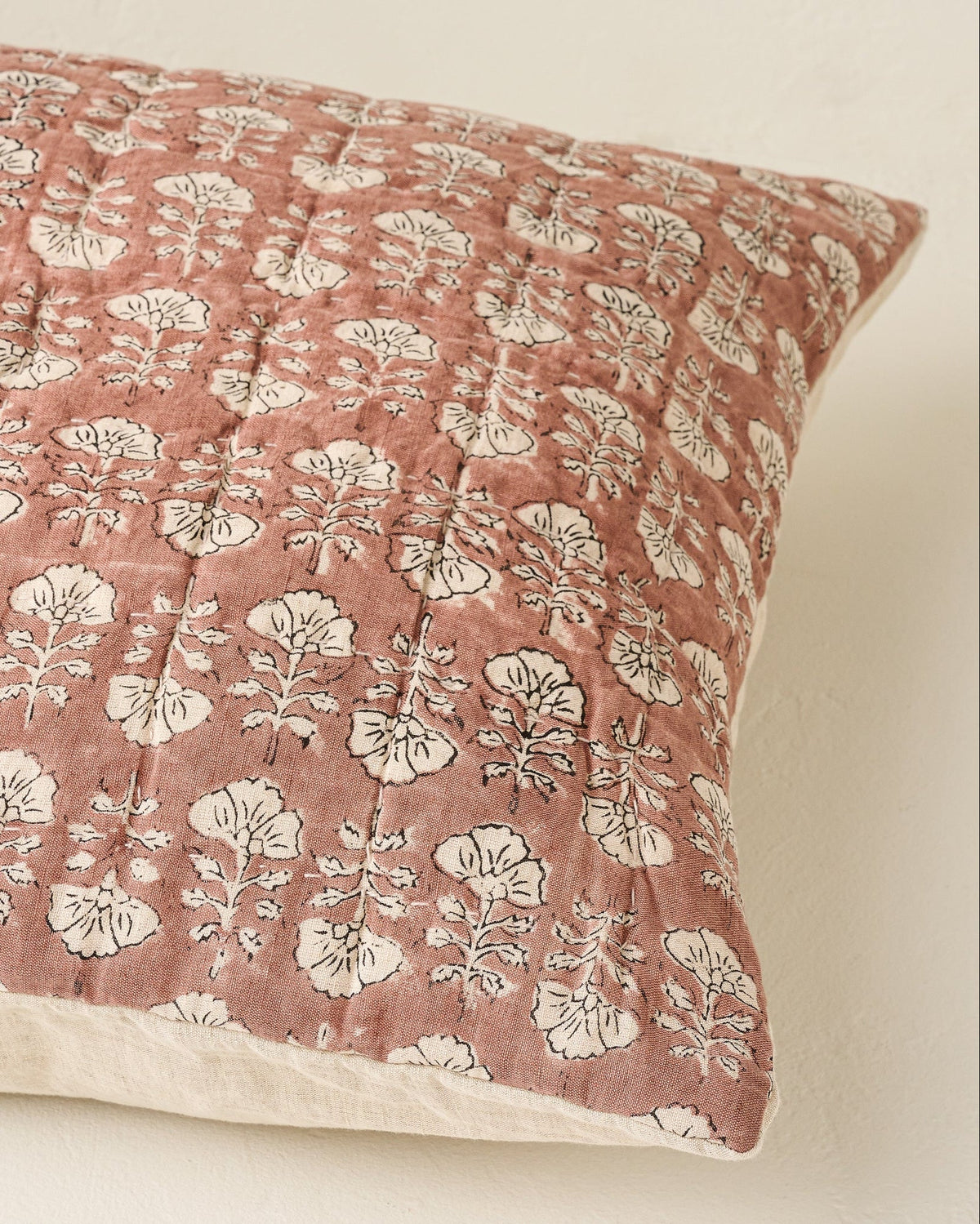 Mavelle Flora Block Printed Sham - Desert Clay pillow sham - Close-Up