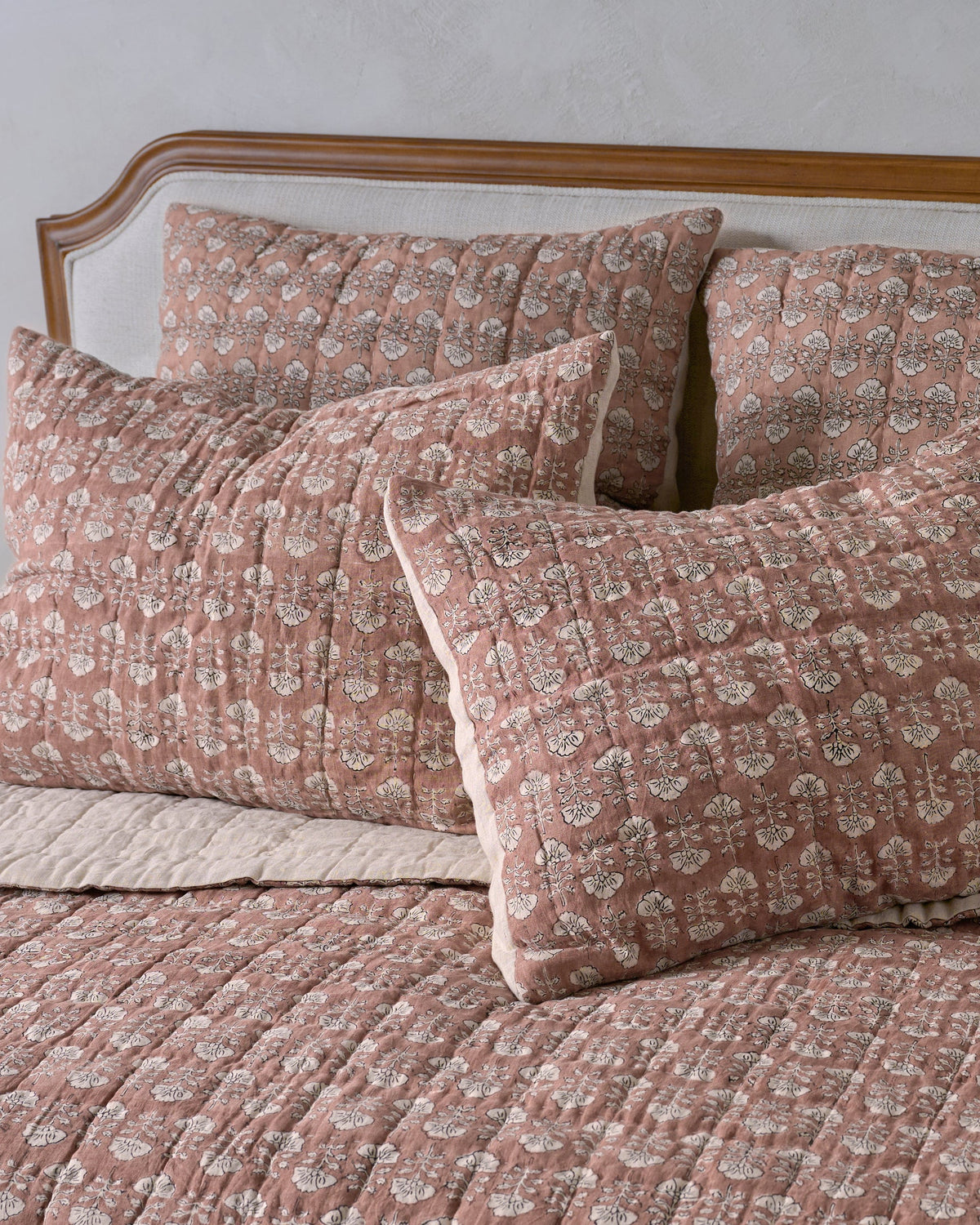 Mavelle Flora Block Printed Sham - Desert Clay pillow sham - Detail View