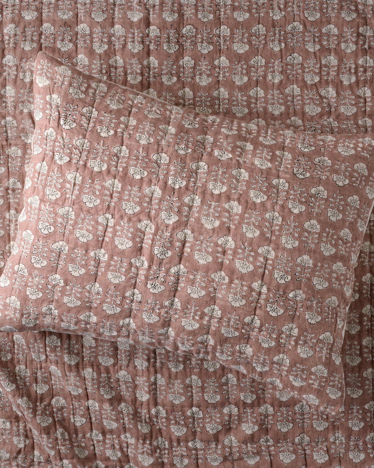 Mavelle Flora Block Printed Sham - Desert Clay pillow sham
