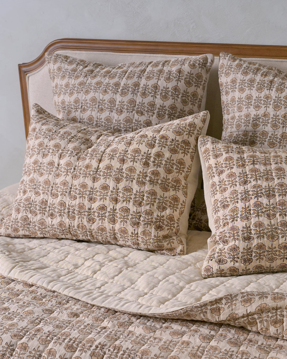 Mavelle Flora Block Printed Sham - Natural (Euro) pillow sham - Close-Up