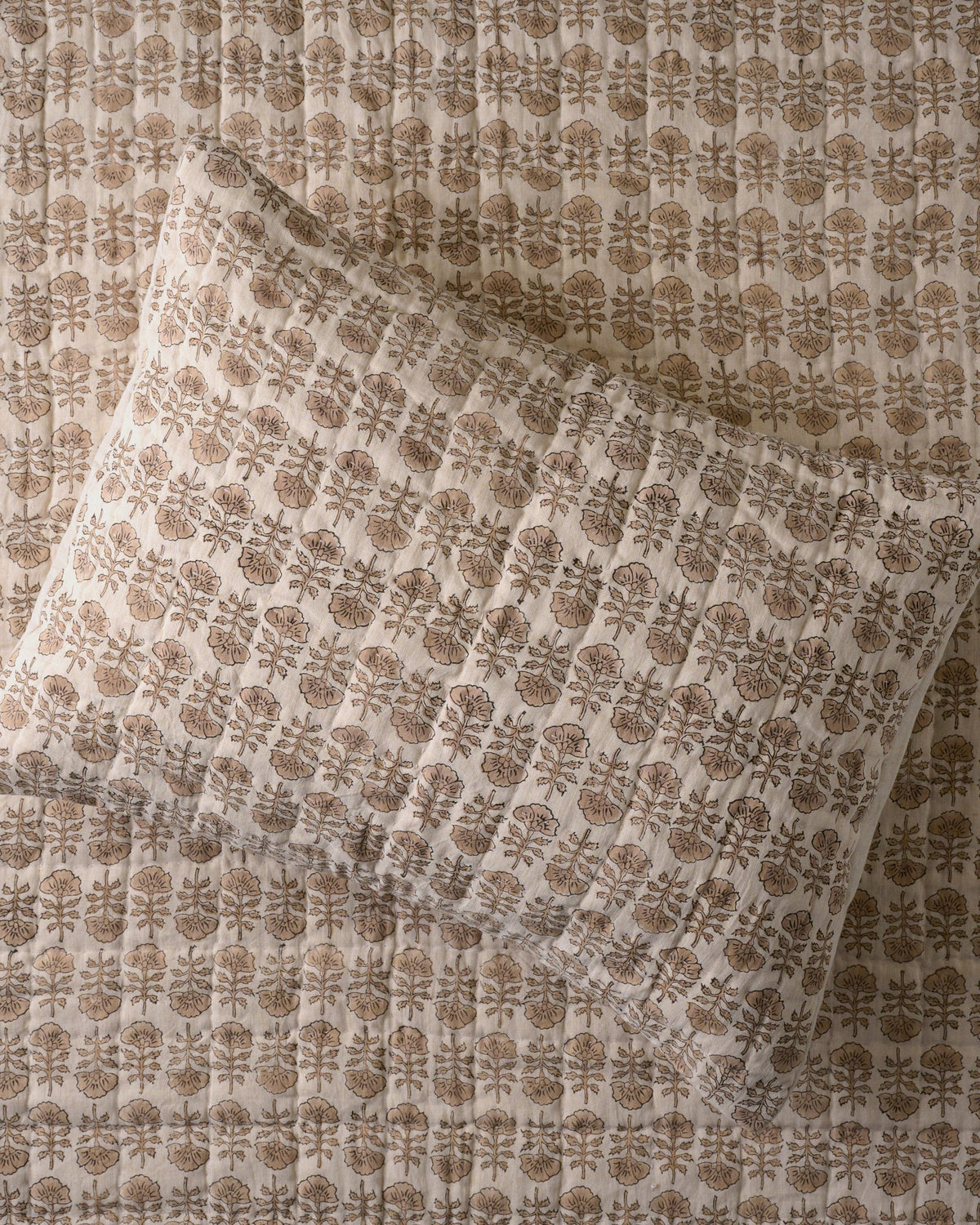 Mavelle Flora Block Printed Sham - Natural (Euro) pillow sham - Detail View