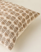 Mavelle Natural Flora Block Print Quilt & Sham Set (King) quilt - Styled in Room