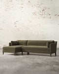 Mavelle Francis Left Facing Sectional with Brass Casters sectional sofa - Styled in Room