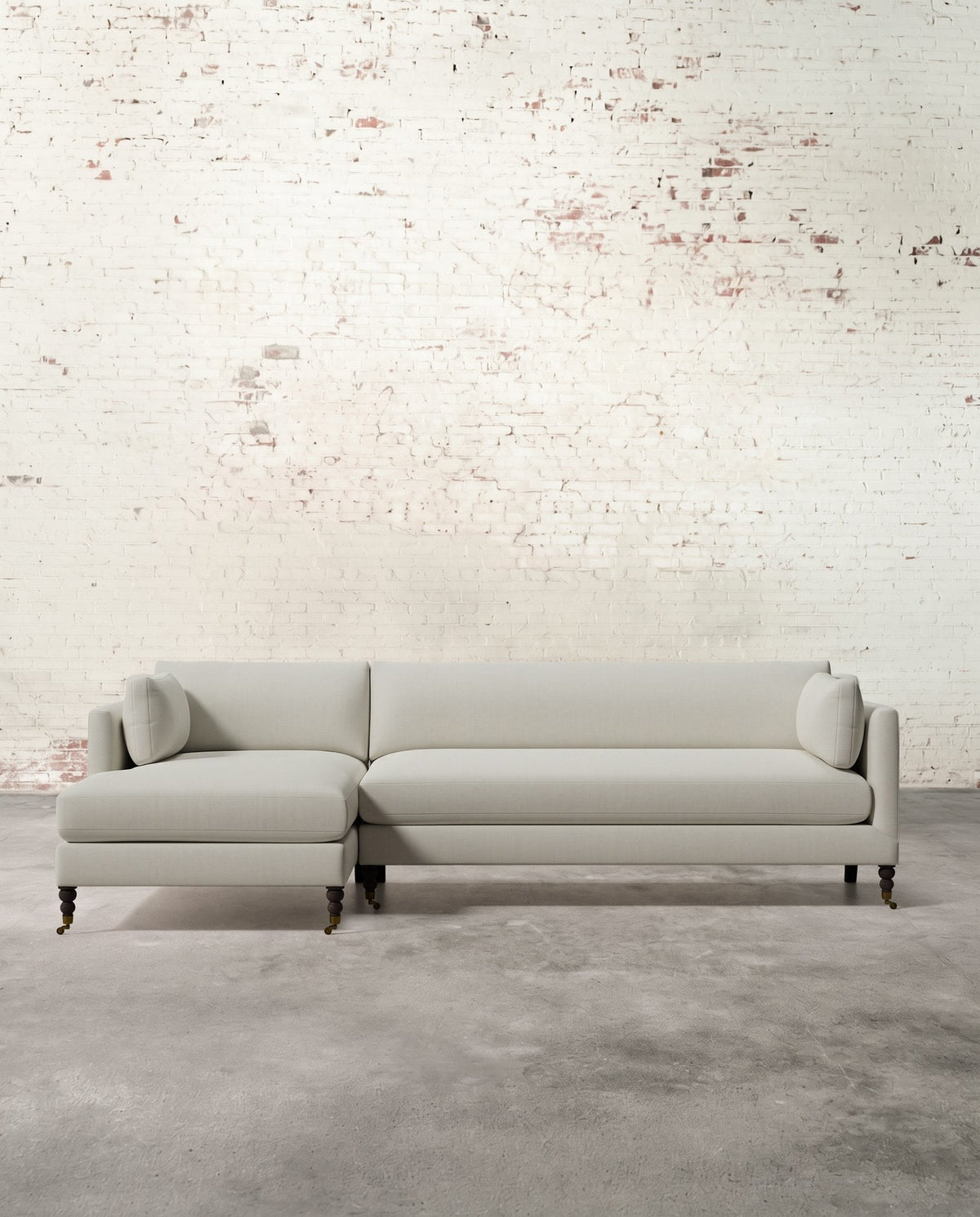 Mavelle Francis Left Facing Sectional with Brass Casters sectional sofa - Detail View