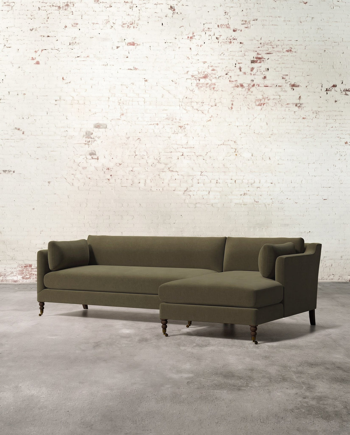 Mavelle Francis Right Facing Sectional with Brass Casters sectional sofa - Close-Up