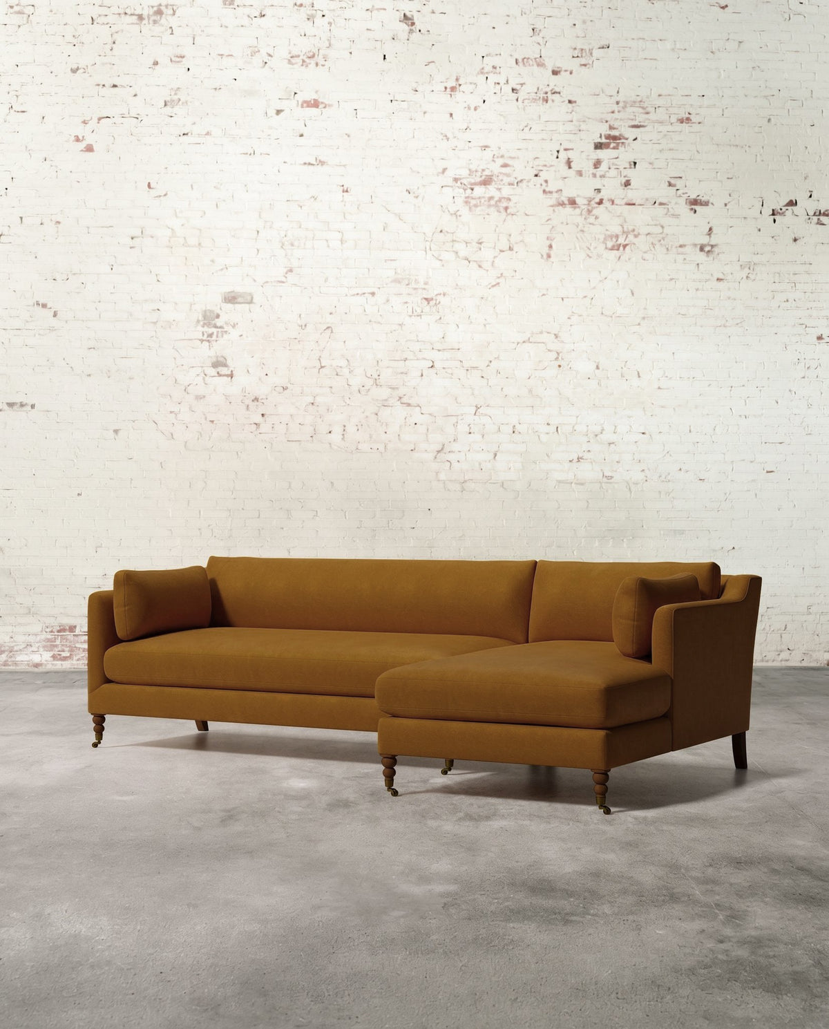 Mavelle Francis Right Facing Sectional with Brass Casters sectional sofa - Detail View