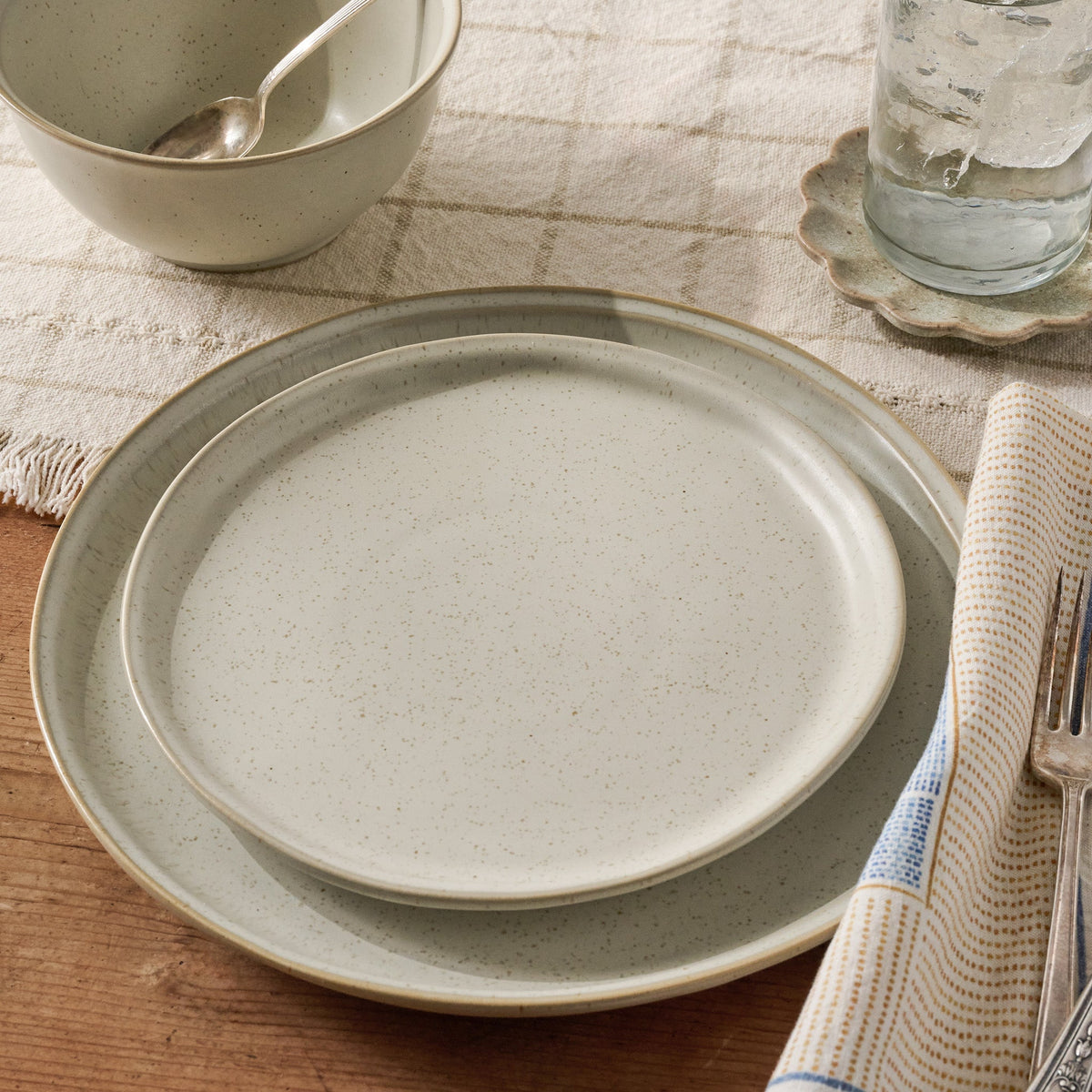 Mavelle French Grey 3-Piece Place Setting dinnerware set - Styled in Room