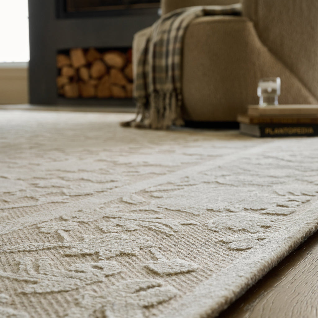 Mavelle Gloria Natural Ivory Rug area rug - Styled in Room