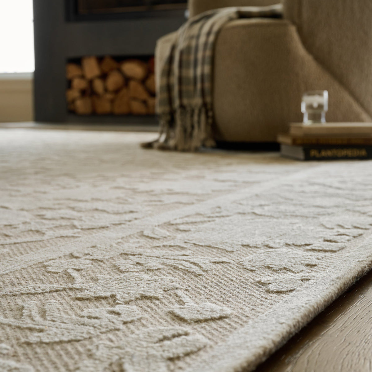 Mavelle Gloria Natural Ivory Rug area rug - Styled in Room