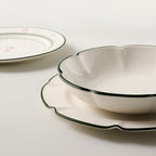 Mavelle Green Luna Scalloped 3-Piece Place Setting dinnerware set - Styled in Room