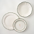 Mavelle Green Luna Scalloped 3-Piece Place Setting dinnerware set - Detail View
