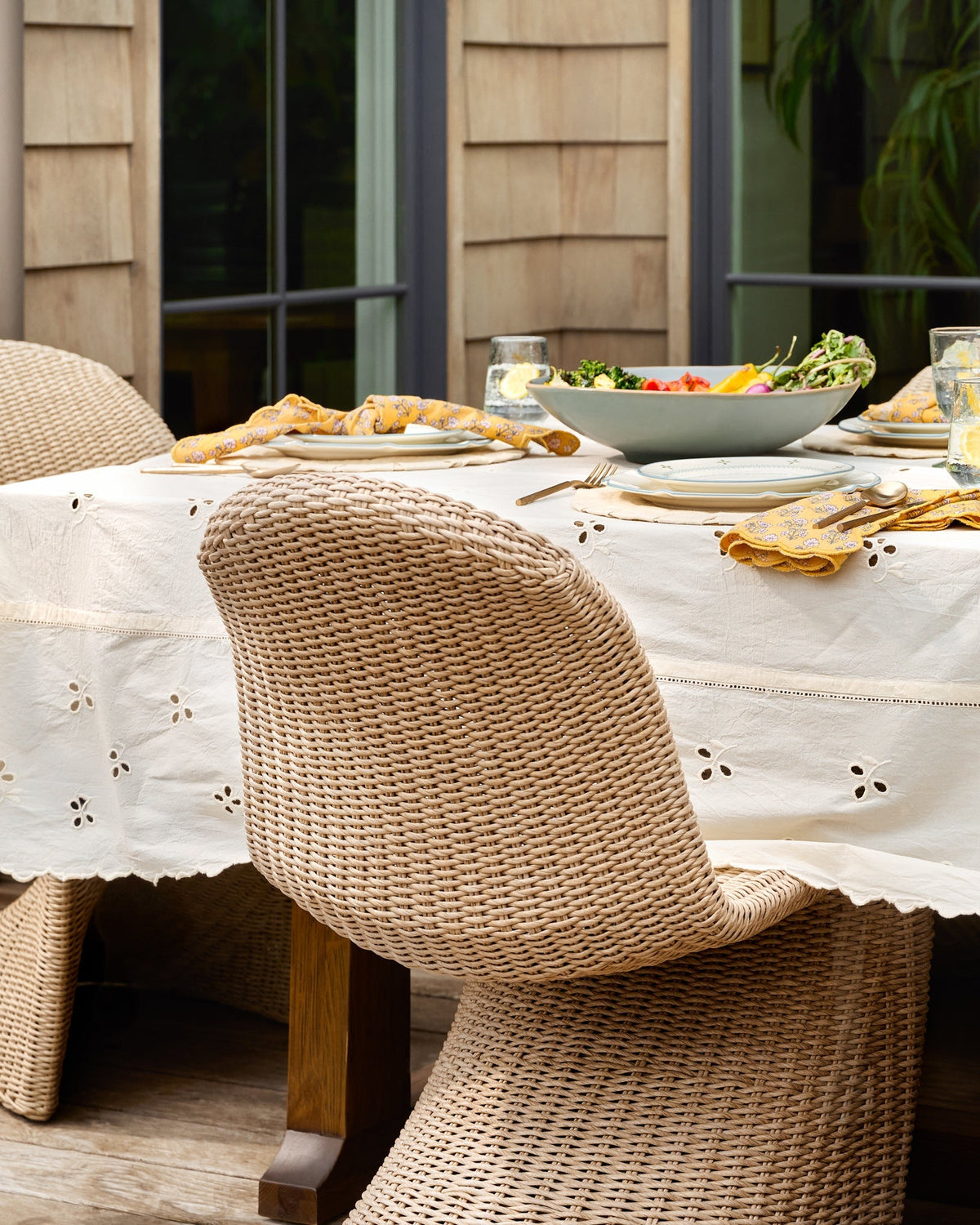 Mavelle Antique White Eyelet Tablecloth tablecloth - Styled in Room