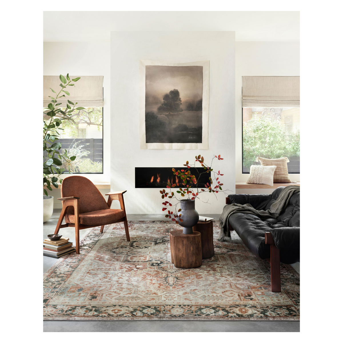 Mavelle Lenna Rust Charcoal Rug area rug
