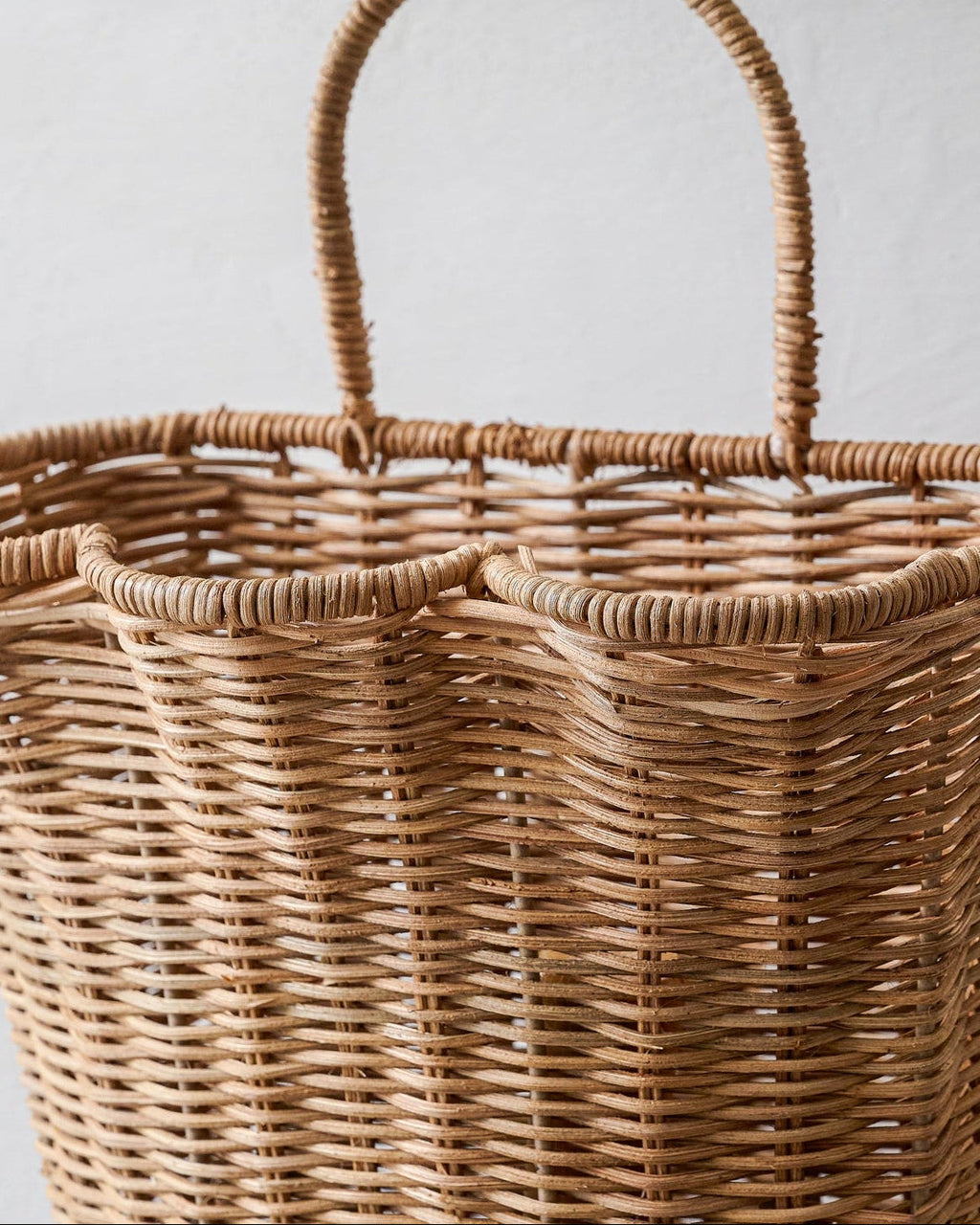 Mavelle Woven Scalloped Wall Basket storage basket - Styled in Room