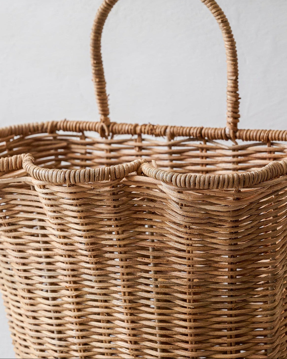 Mavelle Woven Scalloped Wall Basket storage basket - Styled in Room