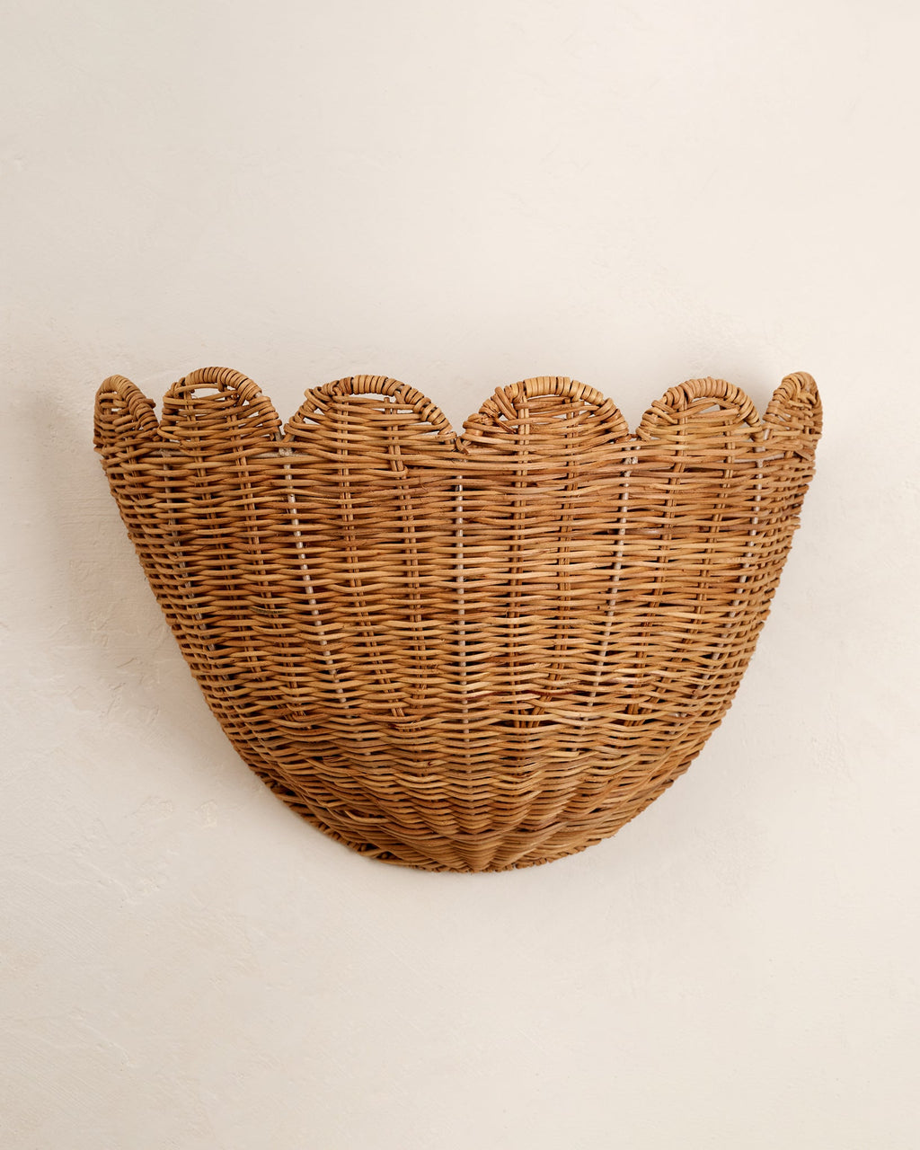 Mavelle Solene Scalloped Woven Wall Basket storage basket - Styled in Room