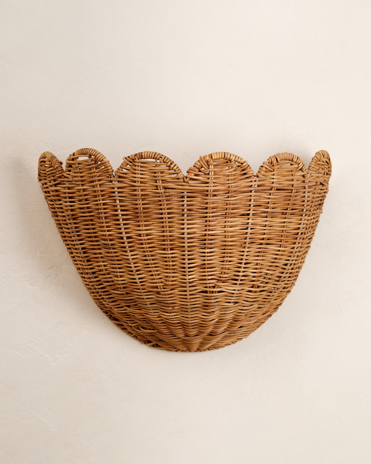 Mavelle Solene Scalloped Woven Wall Basket storage basket - Styled in Room