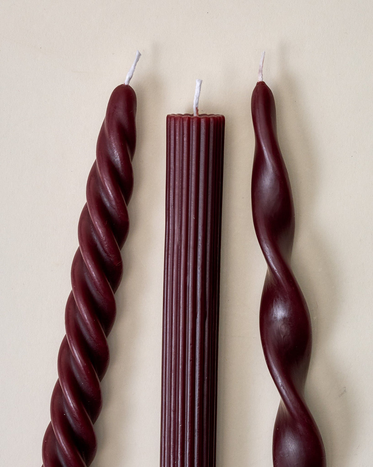 Mavelle Assorted Drippy Taper Candle - Burgundy candle - Close-Up