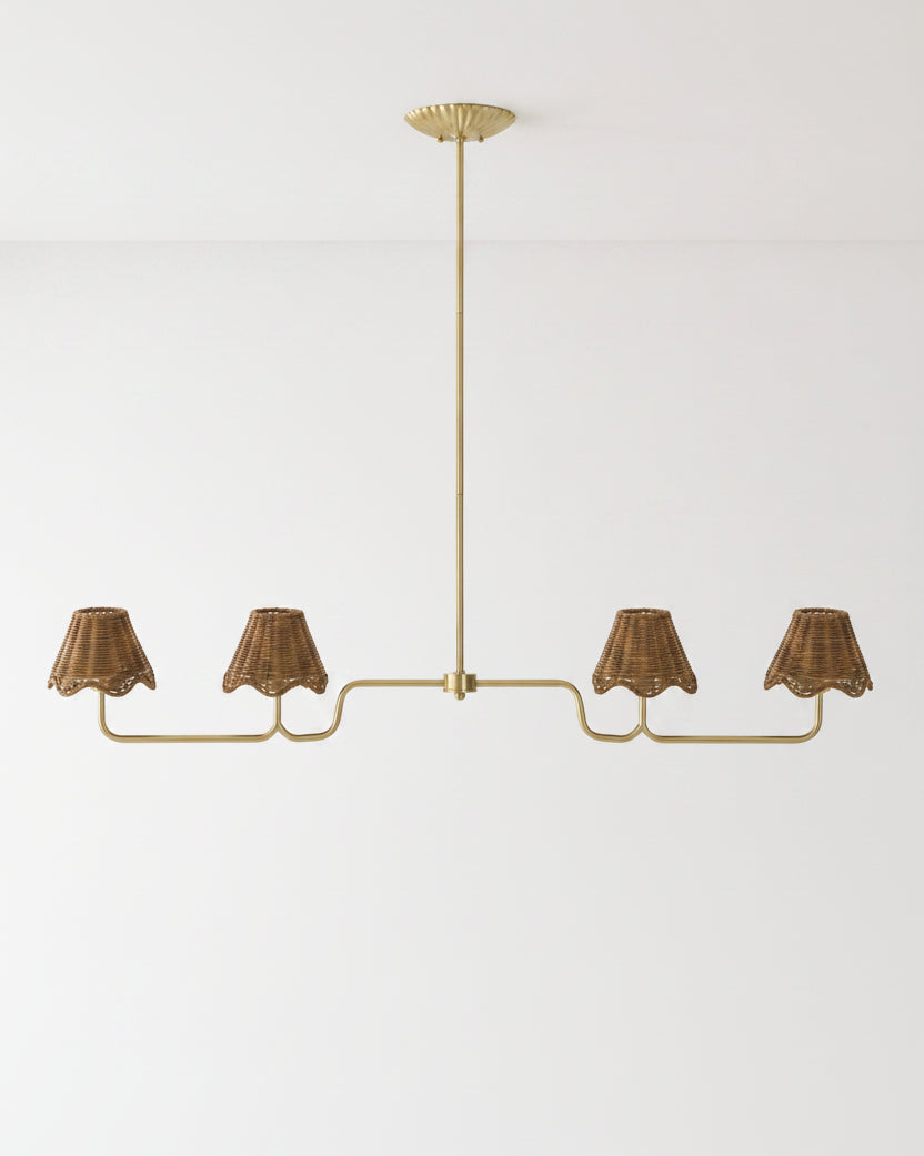 Mavelle Lucinda Rattan Scallop Linear Chandelier chandelier - Styled in Room