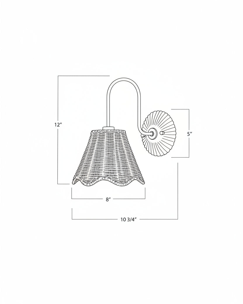 Mavelle Lucinda Rattan Scallop Wired Sconce wall sconce - Close-Up