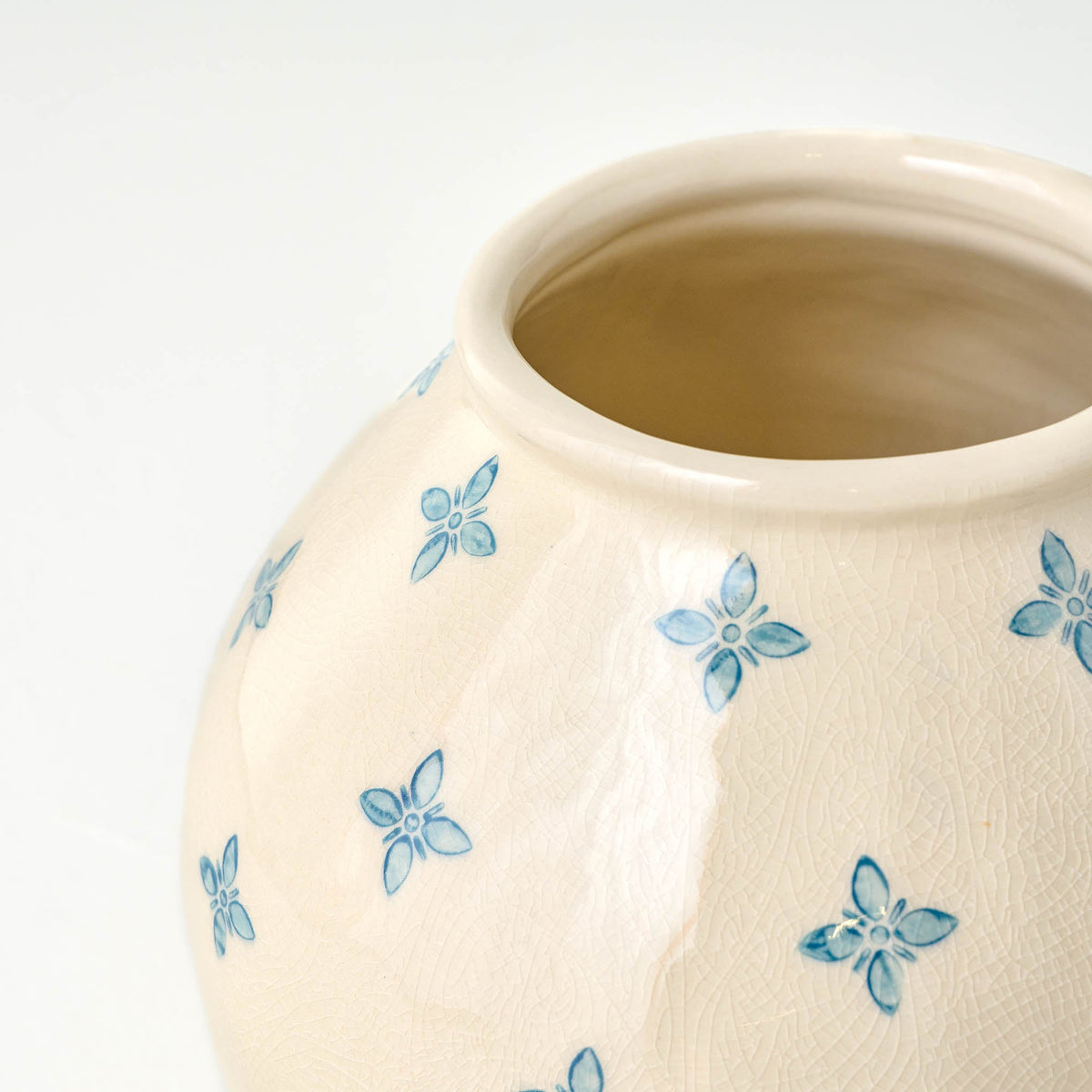 Mavelle Cream and Blue Luna Vase vase