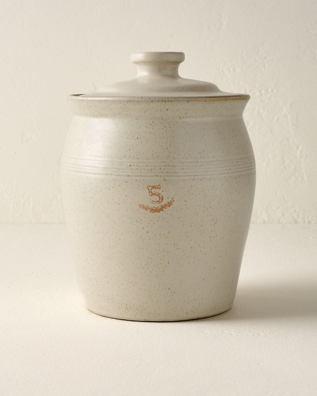 Mavelle French Grey Embossed Stripe Canister kitchen storage piece - Styled in Room