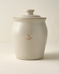 Mavelle French Grey Embossed Stripe Canister kitchen storage piece - Styled in Room