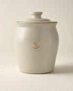 Mavelle French Grey Embossed Stripe Canister kitchen storage piece - Styled in Room