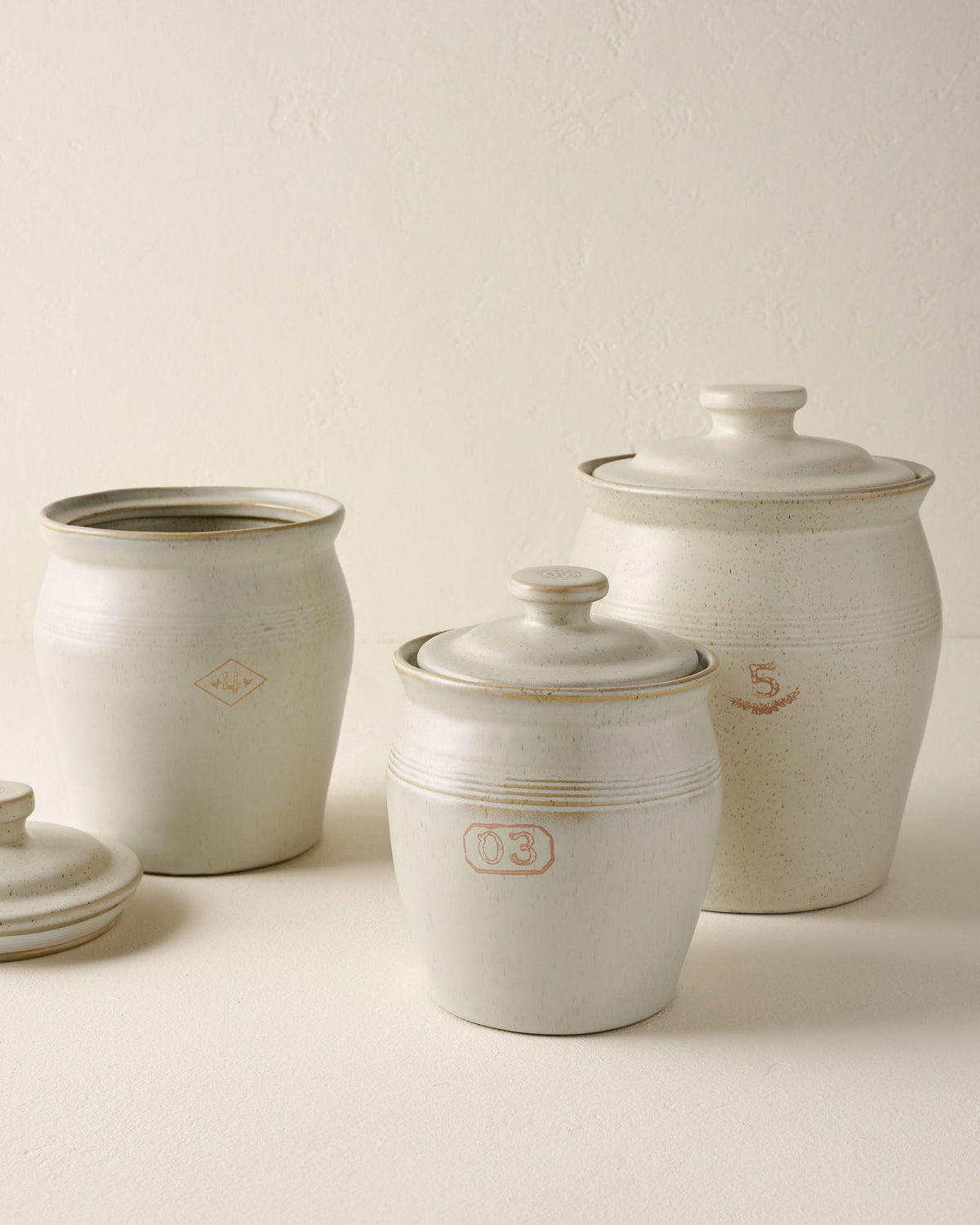 Mavelle French Grey Embossed Stripe Canister kitchen storage piece - Detail View