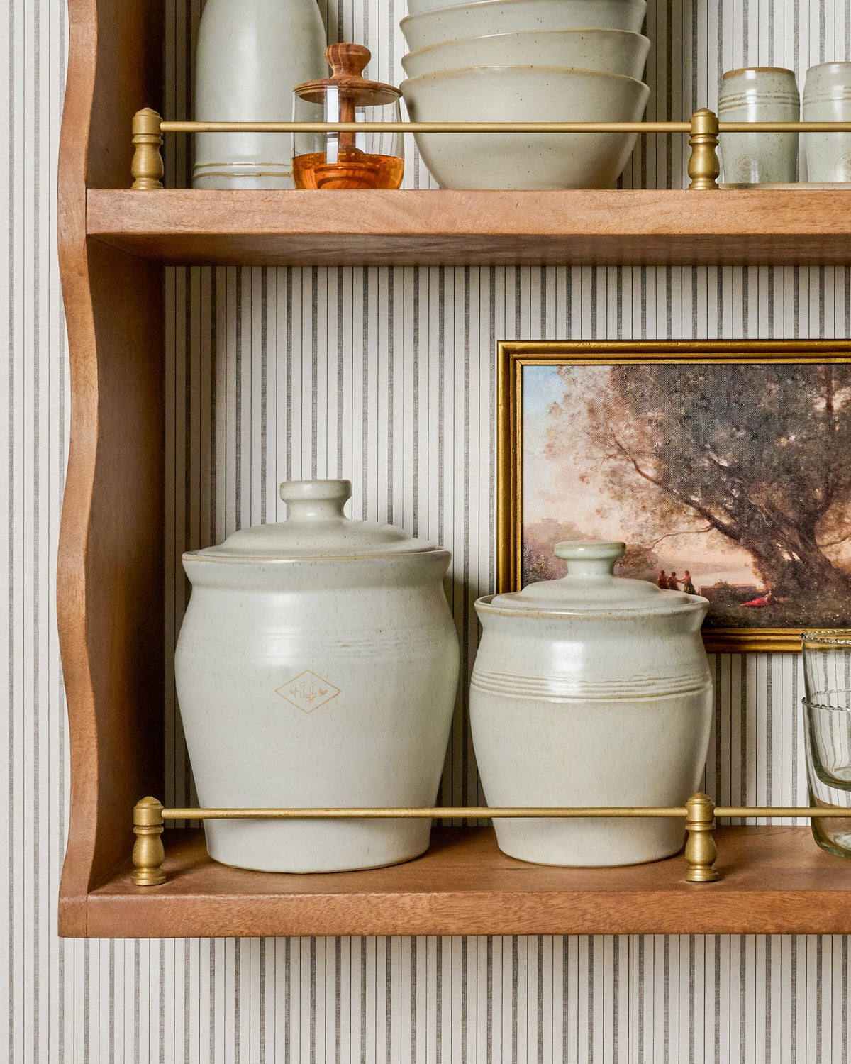 Mavelle French Grey Embossed Stripe Canister kitchen storage piece - View 8