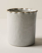 Mavelle French Grey Ruffle Utensil Crock kitchen storage piece - Detail View