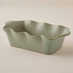 Mavelle Loden Green Scalloped Loaf Pan baking dish - Close-Up