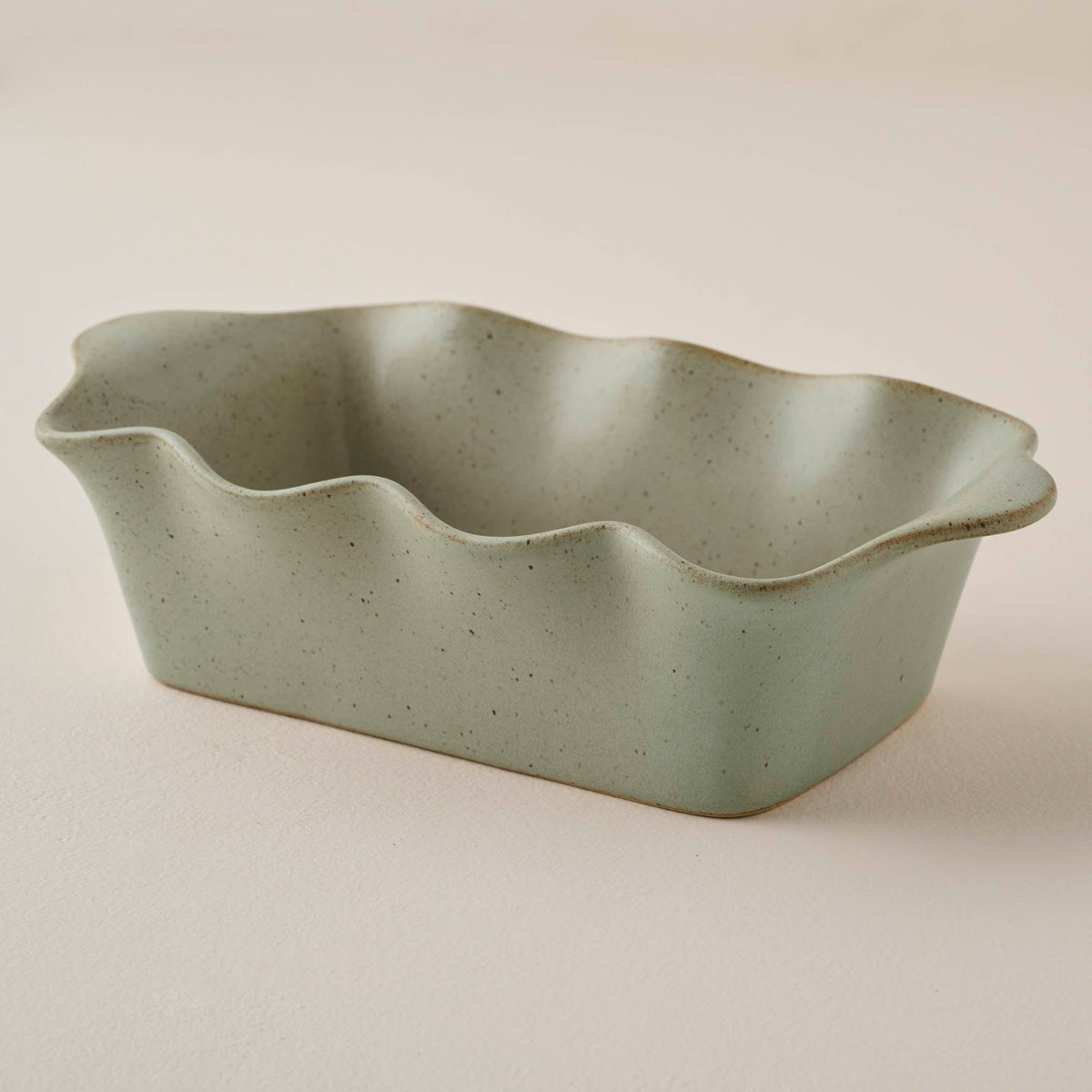 Mavelle Loden Green Scalloped Loaf Pan baking dish - Close-Up