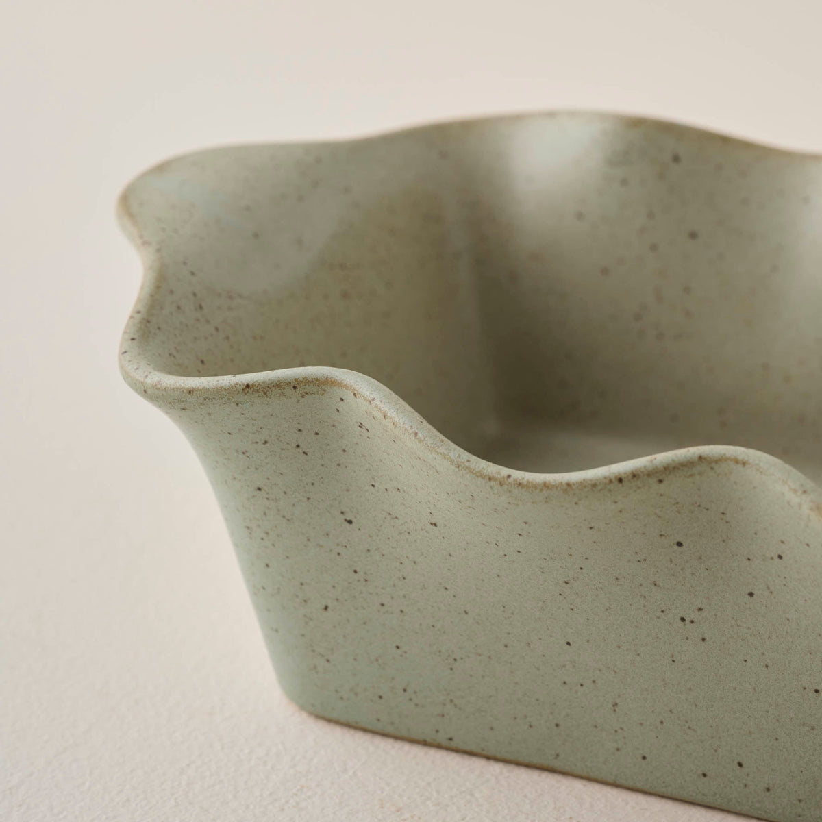 Mavelle Loden Green Scalloped Loaf Pan baking dish - Side View