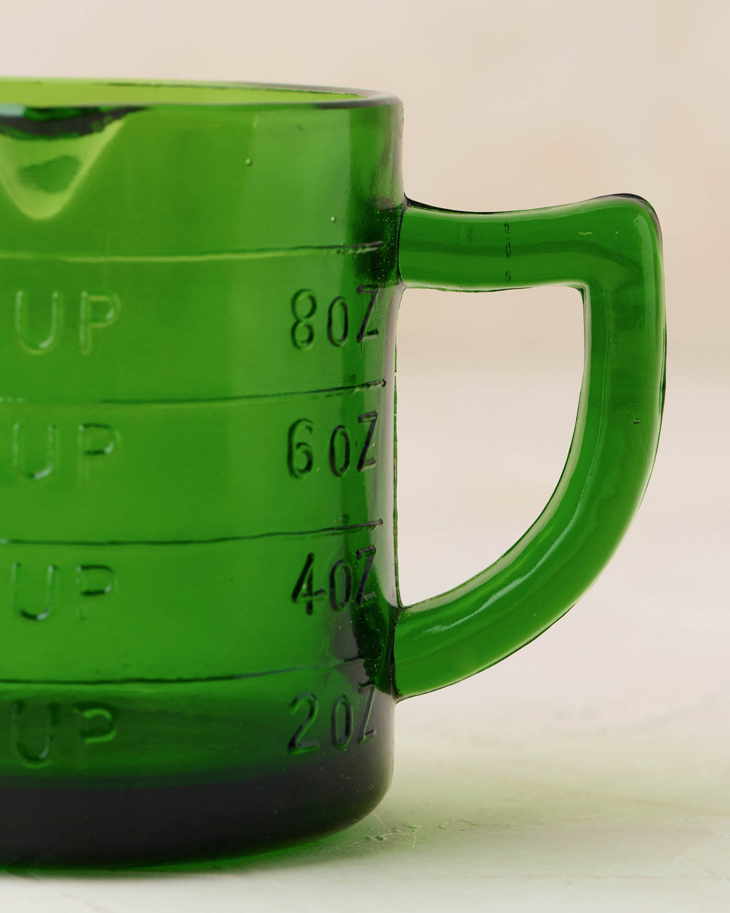 Mavelle Green Glass One Cup Measuring Cup mug - Styled in Room