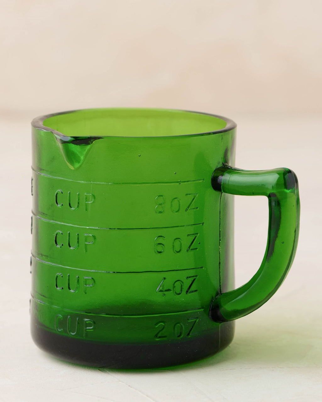 Mavelle Green Glass One Cup Measuring Cup mug - Detail View