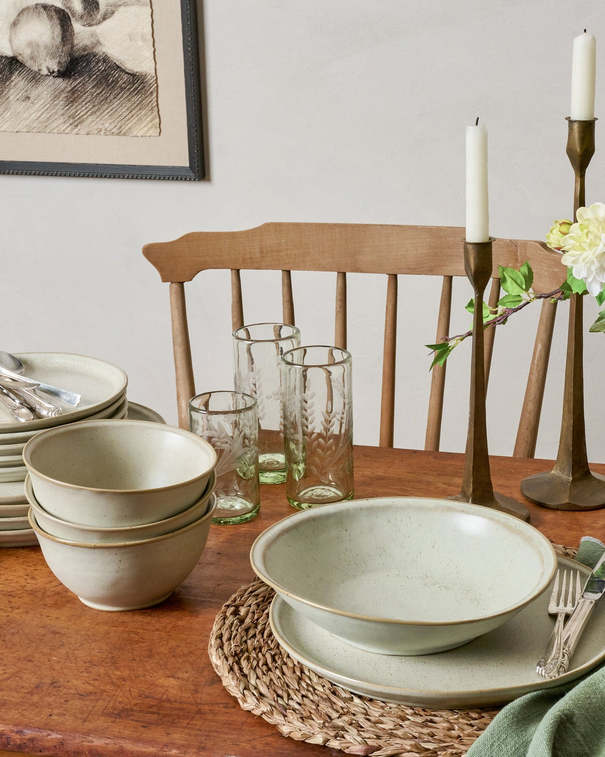 Mavelle French Grey Pasta Bowl bowl - Styled in Room