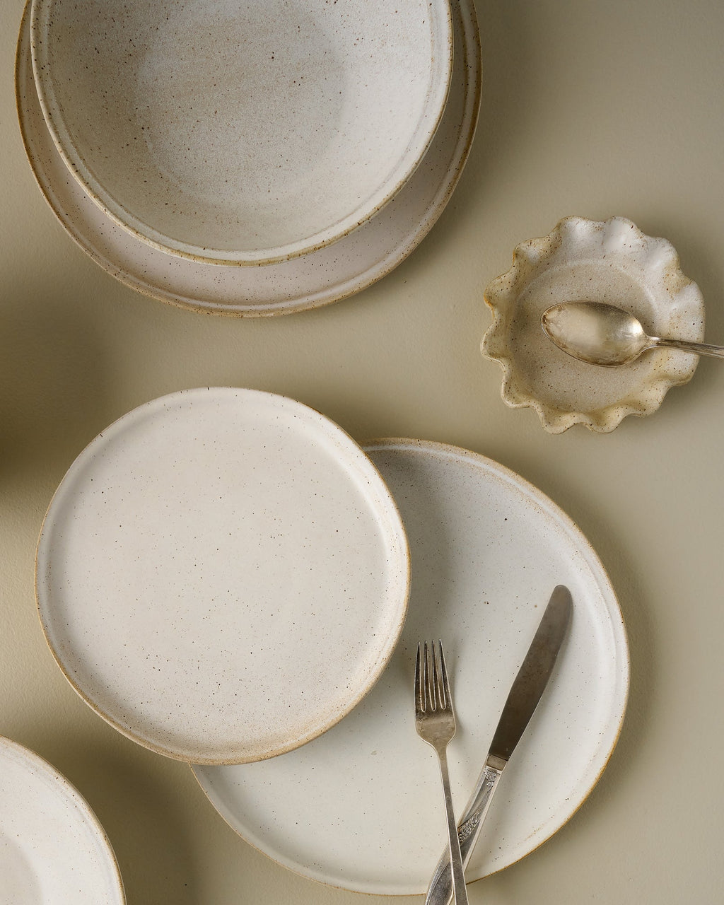 Mavelle French White Ruffle Spoon Rest kitchen tool - Styled in Room