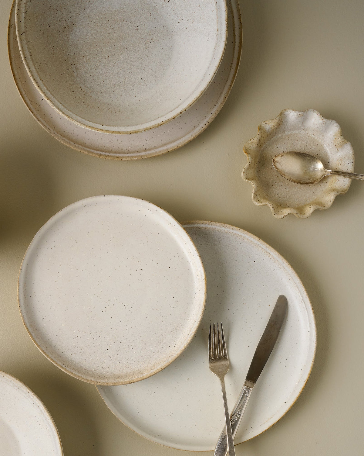 Mavelle French White Ruffle Spoon Rest kitchen tool - Styled in Room