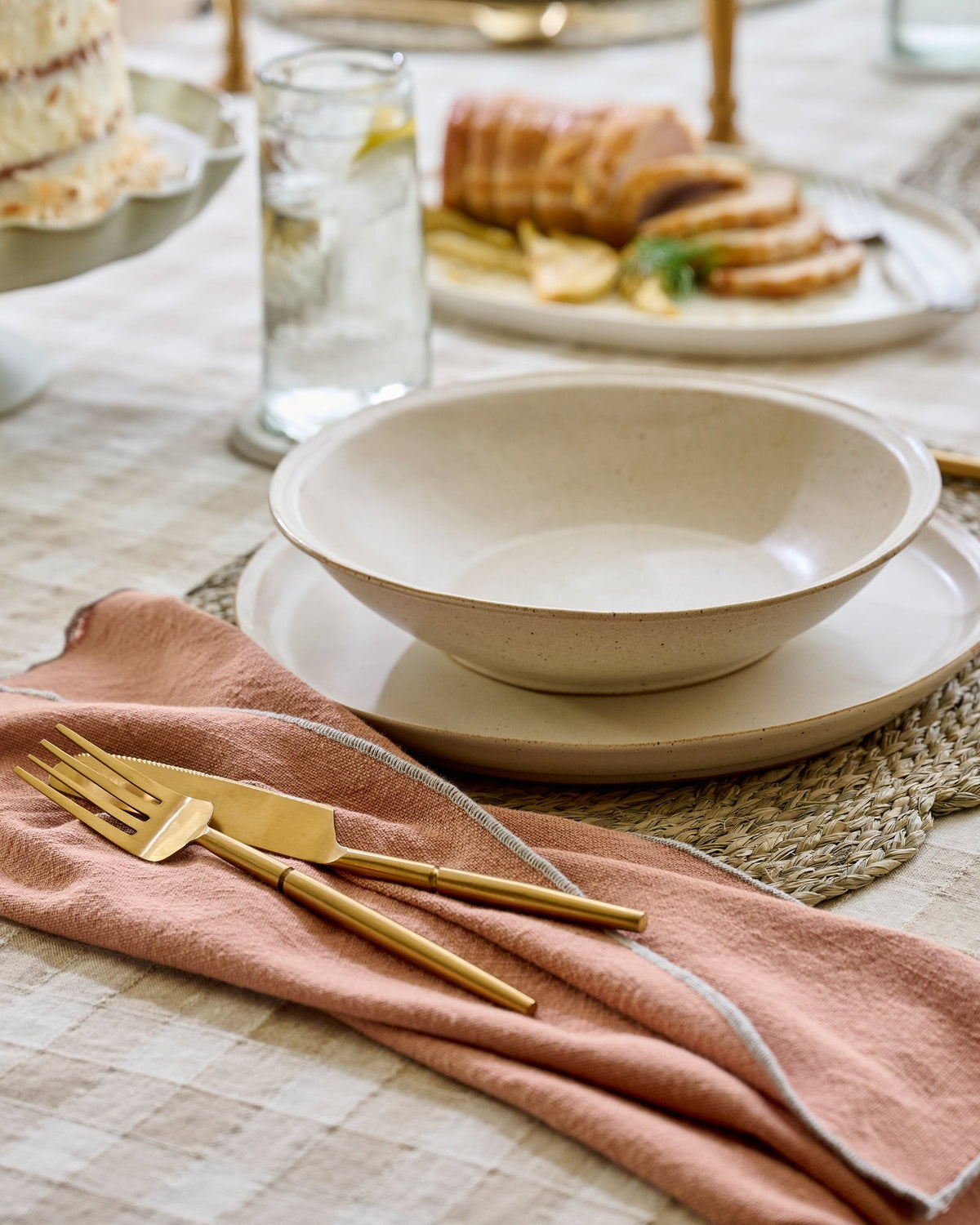 Mavelle French White Speckle Pasta Bowl bowl - Styled in Room