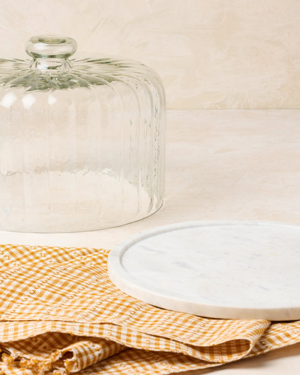 Mavelle White Marble Fluted Cake Dome cake stand