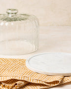 Mavelle White Marble Fluted Cake Dome cake stand