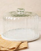 Mavelle White Marble Fluted Cake Dome cake stand - Detail View