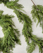 Mavelle Real Touch Cedar Mix Garland - 72" wreath - Styled in Room