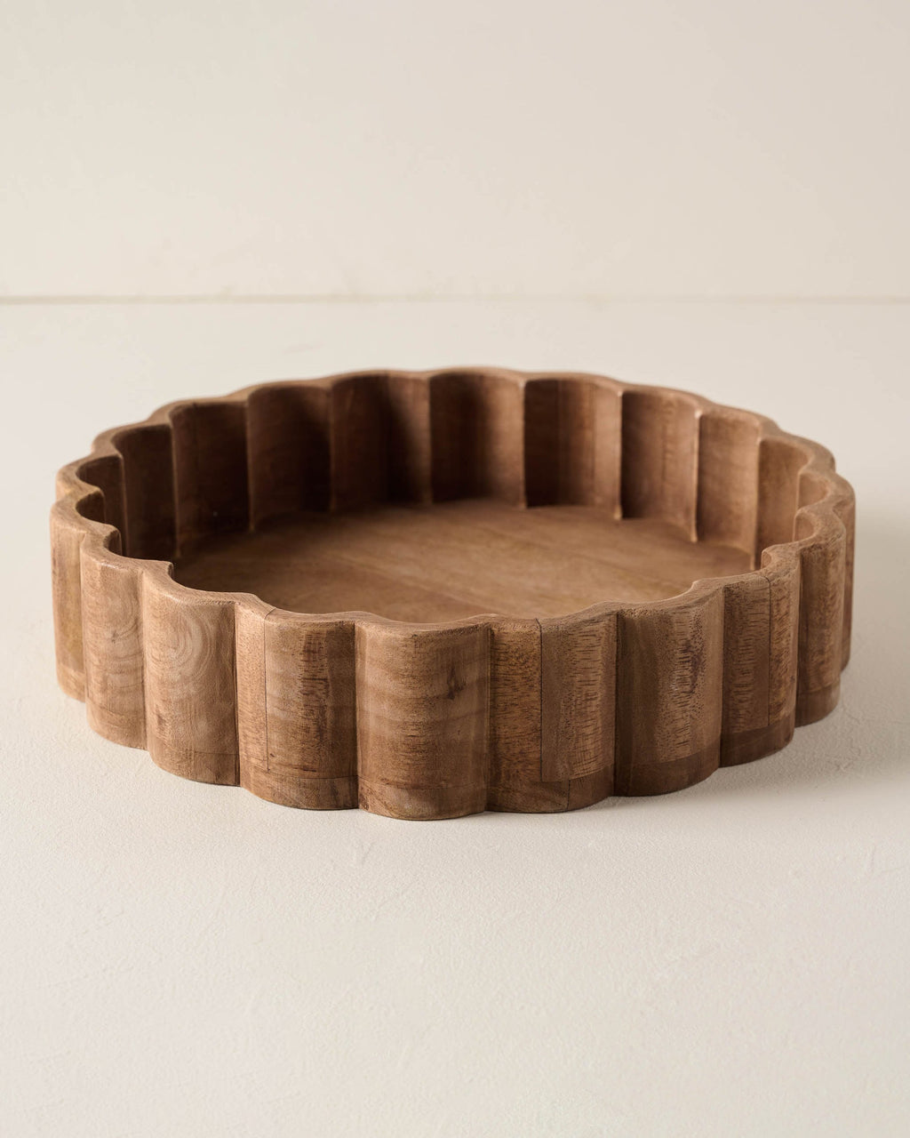 Mavelle Antiqued Wood Scalloped Tray decorative tray