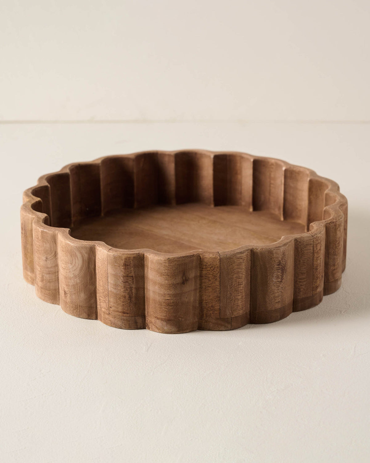 Mavelle Antiqued Wood Scalloped Tray decorative tray