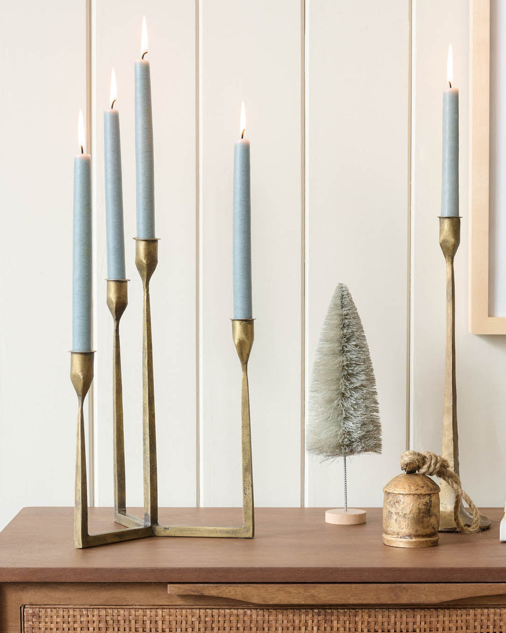 Mavelle Antique Brass Gatecrest Multi Taper Holder candle holder - Styled in Room