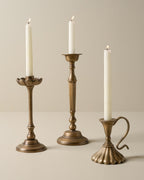Mavelle Anna Antique Brass Taper Holder candle holder - Styled in Room